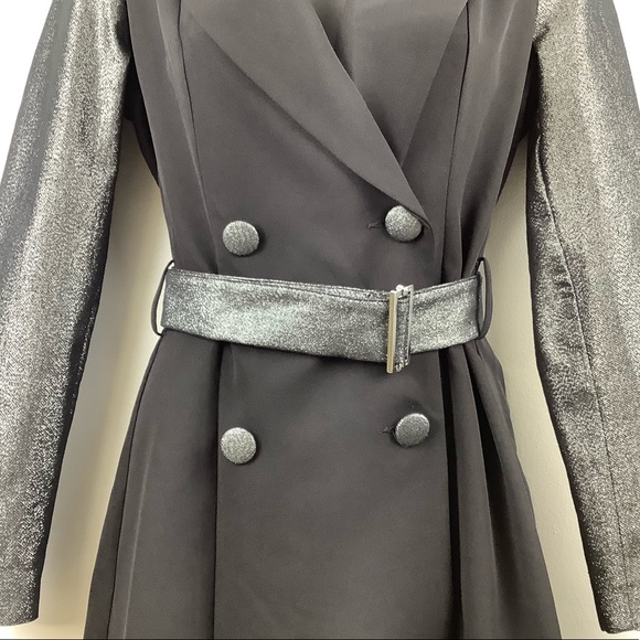 NWT Imperial Belted Blazer Dress in Black/Silver Multi - Picture 3 of 6